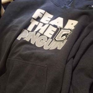 Penguin pj pants and Clark College Penguin sweater